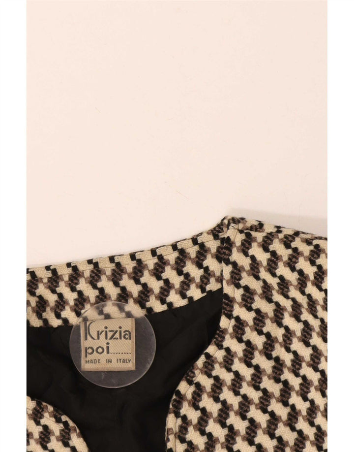 Poi By Krizia Dame Crop Blazer Jacket IT 40 Small Beige Houndstooth