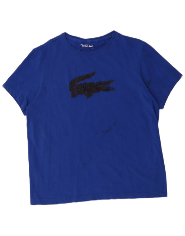 Lacoste Herre Grafisk T-Shirt Top Størrelse 7 XL Blå Bomuld