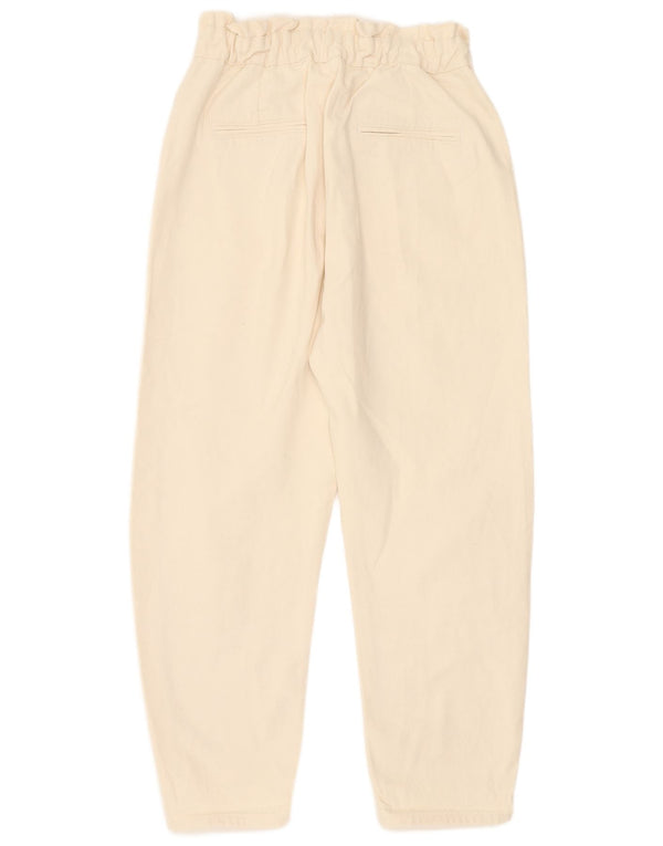Zara Kvinder Højtaljede Tapered Jeans EU 36 XS W26 L25 Beige Bomuld