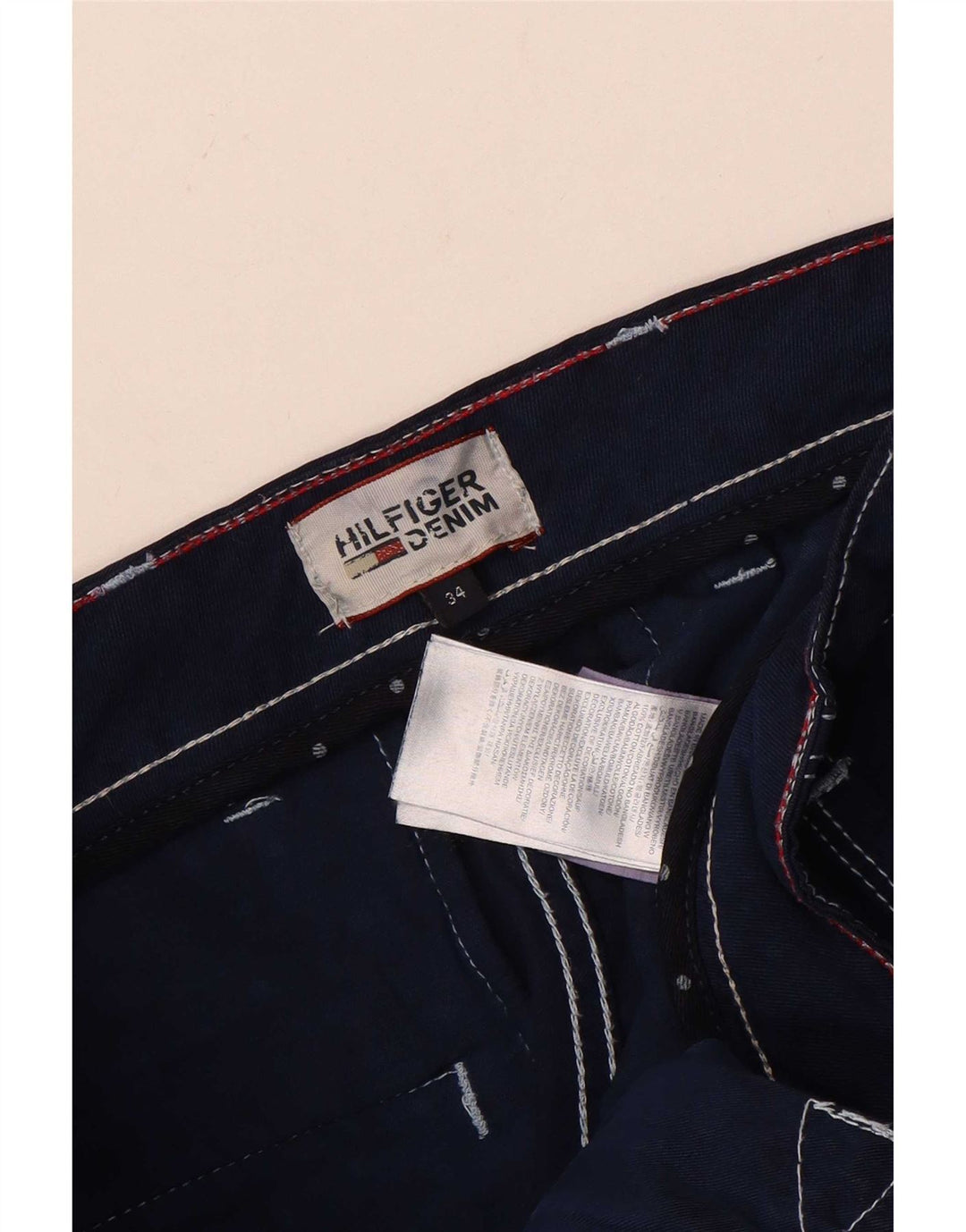 Tommy Hilfiger Herre Chino Shorts W34 Large Navy Blue Bomuld