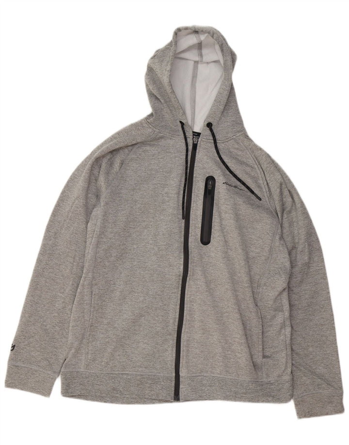 EDDIE BAUER Hættetrøje med lynlås til mænd Large Grå Polyester