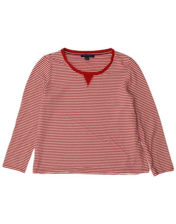 Tommy Hilfiger Womens Top Long Sleeve UK 18 XL Red Pinstripe Cotton