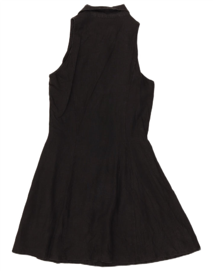 Benetton Dame Ærmeløs A-Line Kjole IT 44 Medium Sort Linned