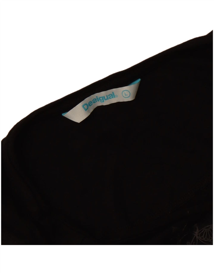 Desigual Dame Ærmeløs Tunika Top UK 14 Large Black Floral