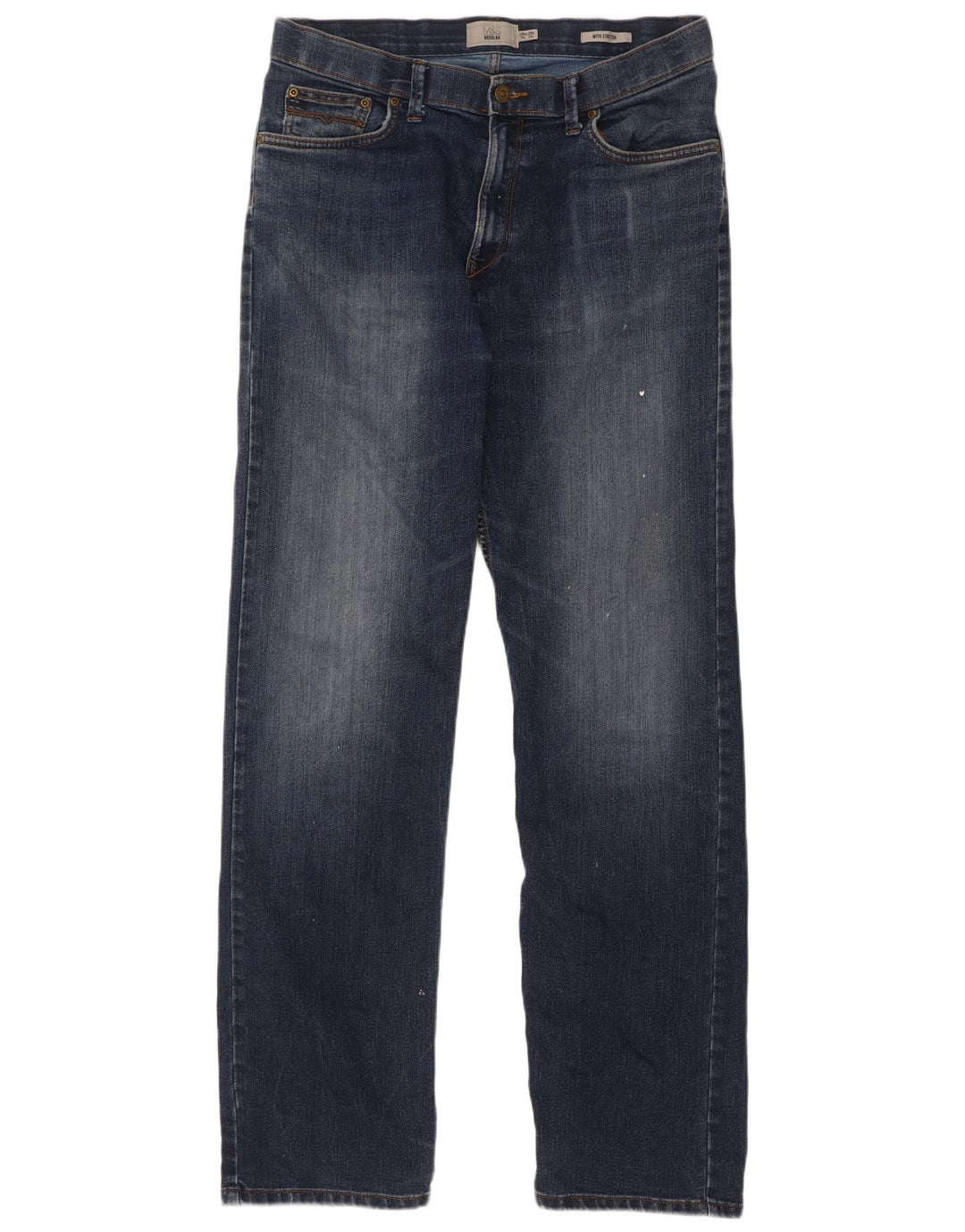 Marks & Spencer Straight Jeans til mænd W34 L33 Blå bomuld