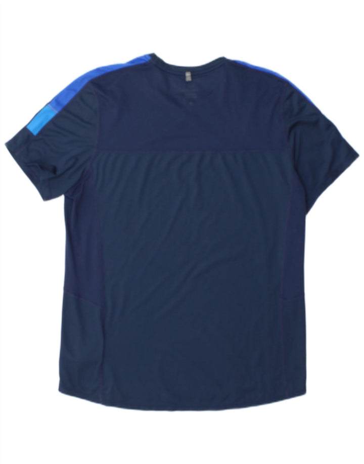 Nike Herre Dri Fit T-shirt Top Stor marineblå Colourblock Polyester