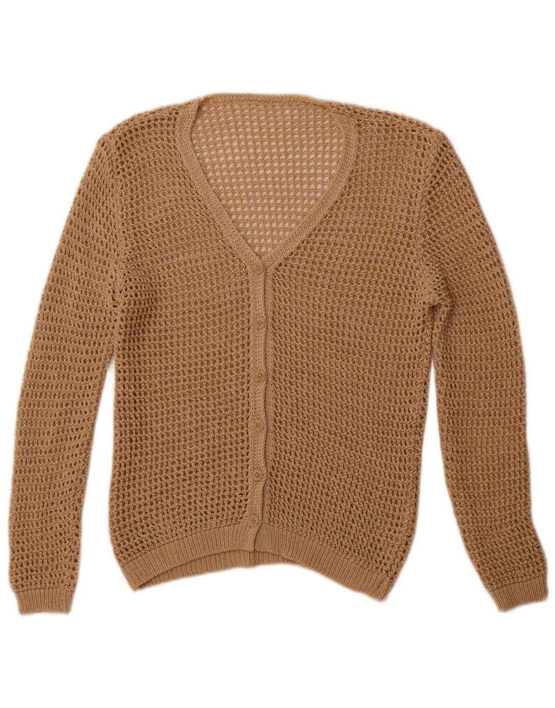 Vintage hæklet cardigan sweater til kvinder UK 14 Medium Beige