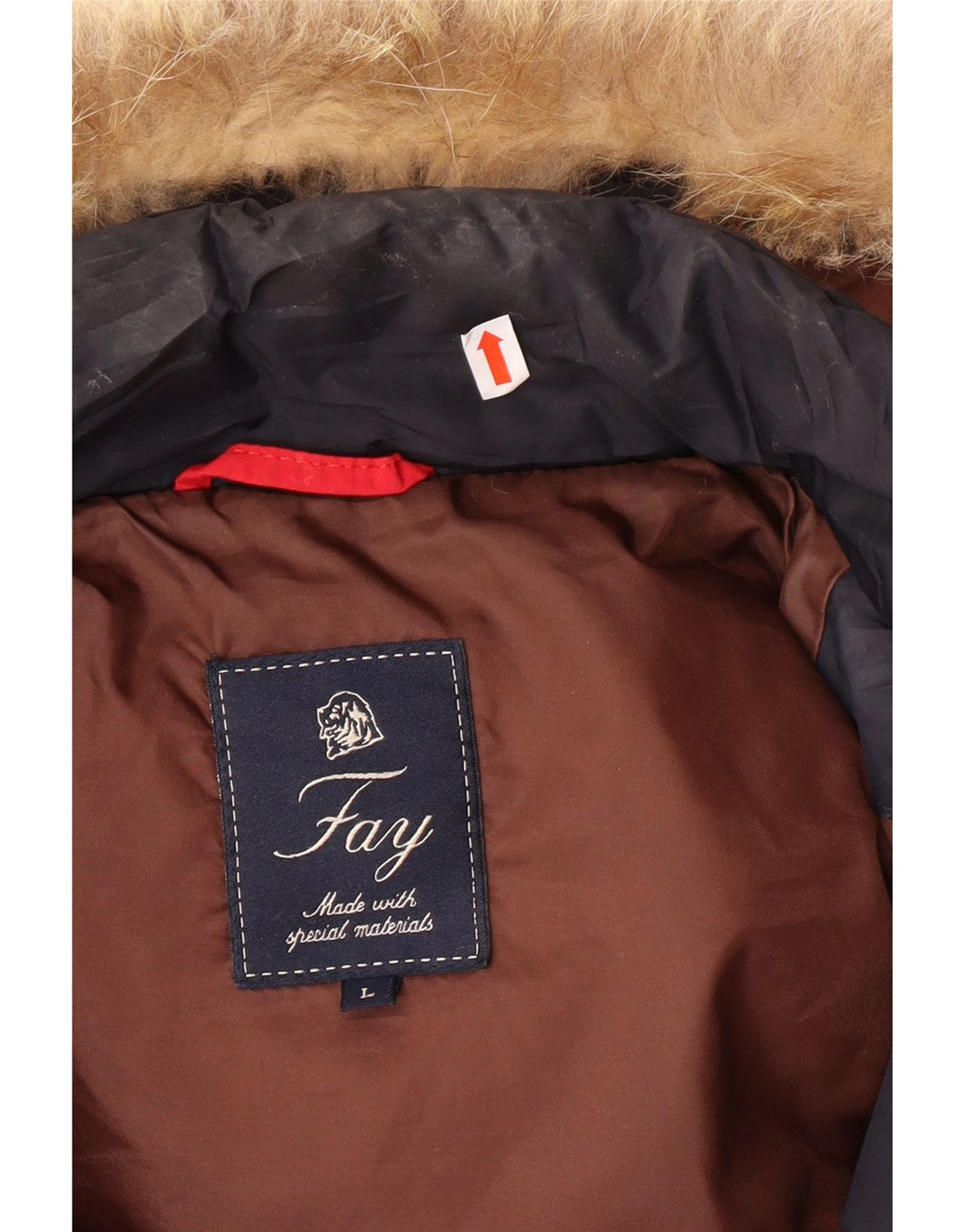 FAY Herre hættepolstret jakke UK 40 Large Navy Blue Polyester