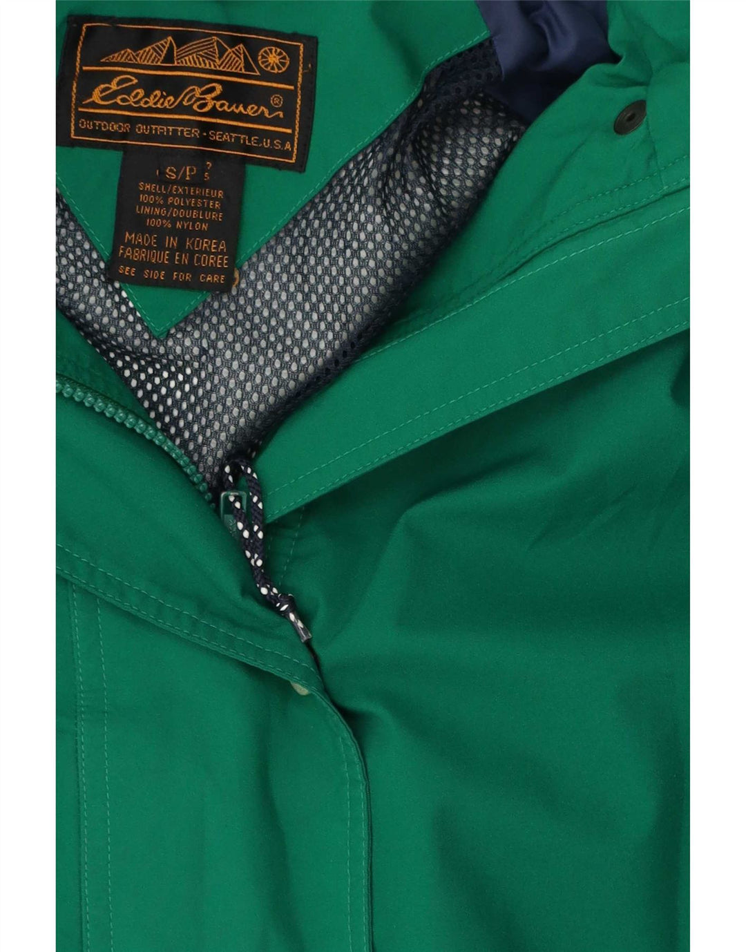 Eddie Bauer Regnjakke med hætte til mænd UK 36 Lille grøn polyester