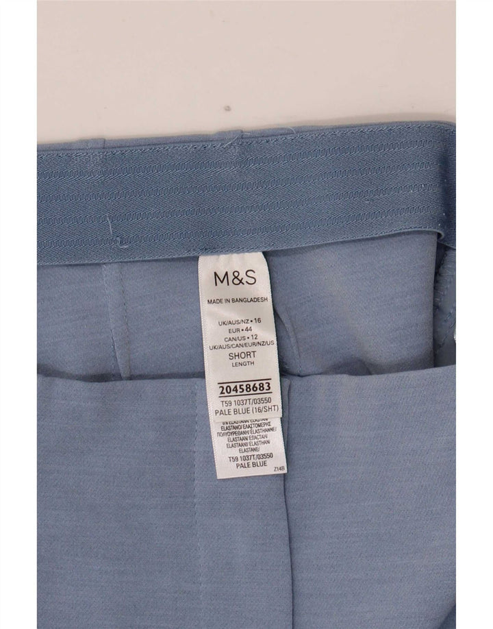 Marks & Spencer Dame Cropped Trousers UK 16 Large W32 L24 Blue Polyester
