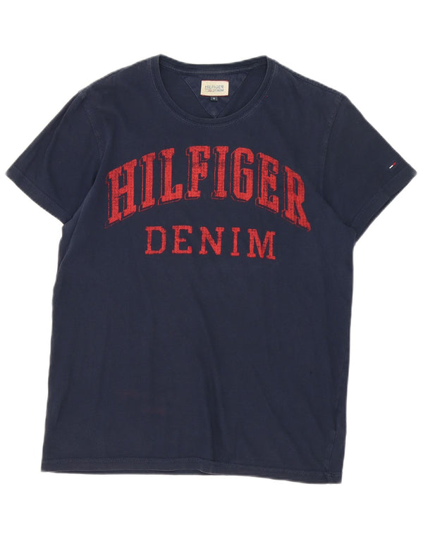 Tommy Hilfiger Herre grafisk T-shirt Top Medium Navyblå Bomuld