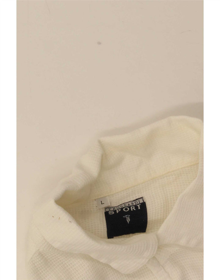 Trussardi Herre 3/4-ærmet Overshirt Skjorte Large White