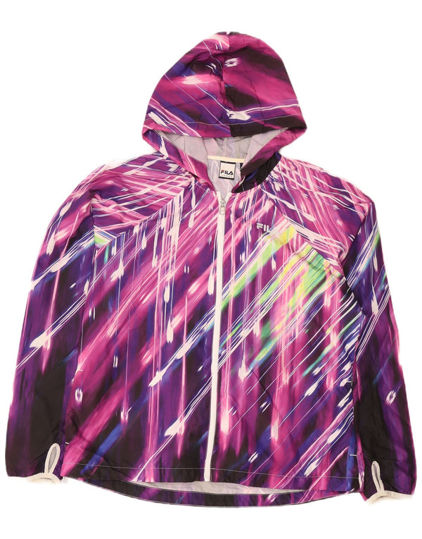 Fila Regnjakke med hætte til kvinder UK 16 Stor flerfarvet stribet polyester