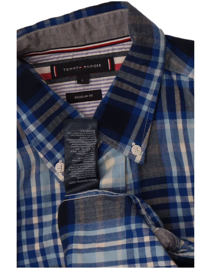 Tommy Hilfiger Herre Regular Fit skjorte Stor blå plaid bomuld