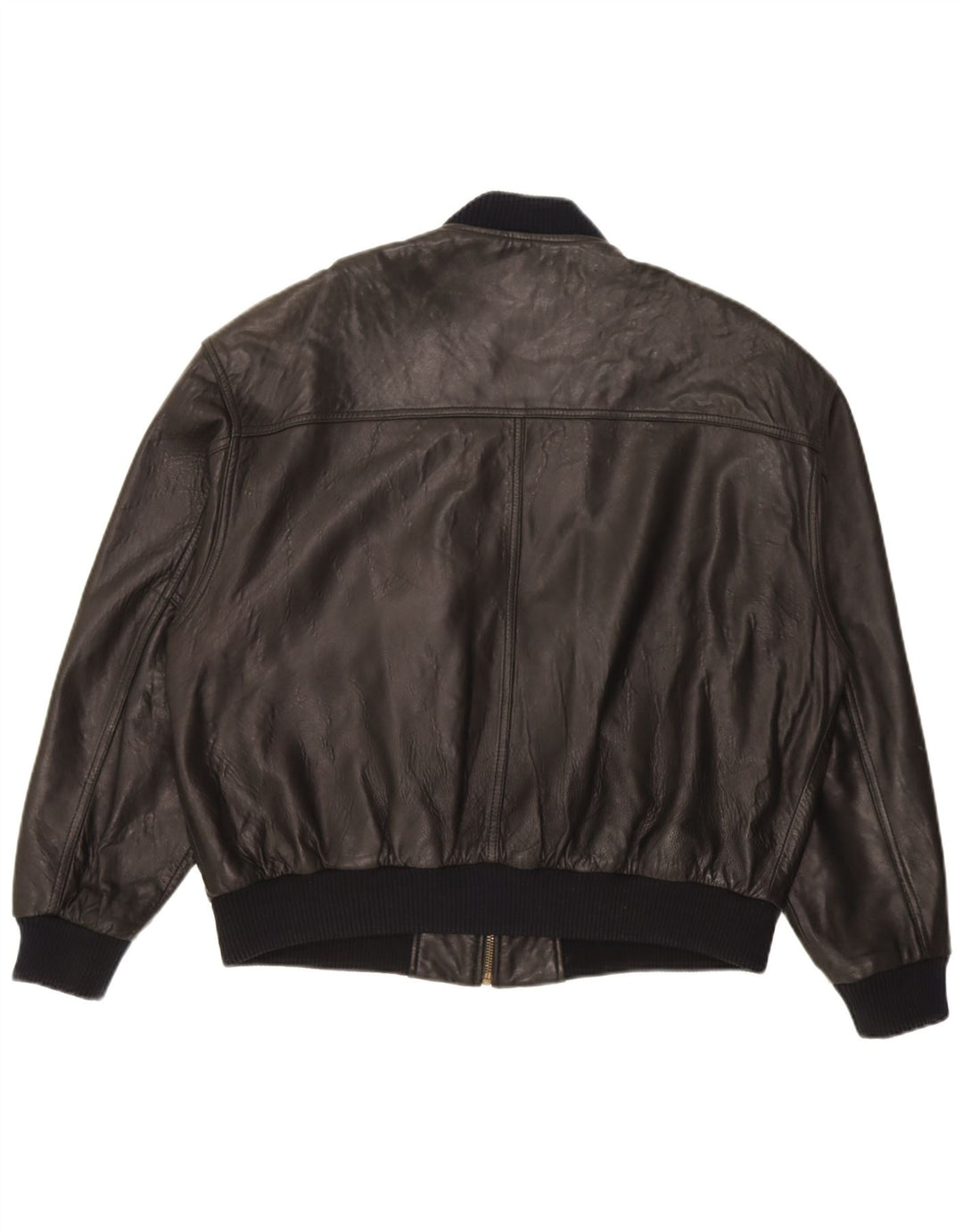 Trapper Herre Bomber Læderjakke UK 46 3XL Sort Læder