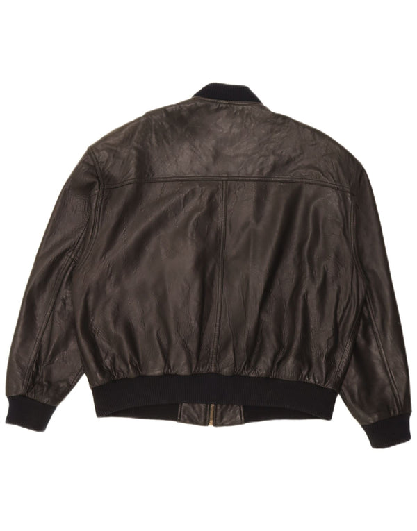 Trapper Herre Bomber Læderjakke UK 46 3XL Sort Læder