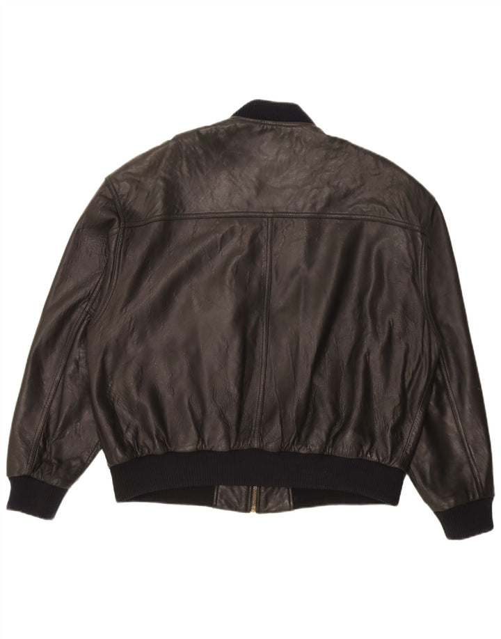 Trapper Herre Bomber Læderjakke UK 46 3XL Sort Læder