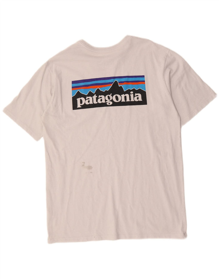 Patagonia Herre Regular Fit Grafisk T-shirt Top Medium Hvid Bomuld