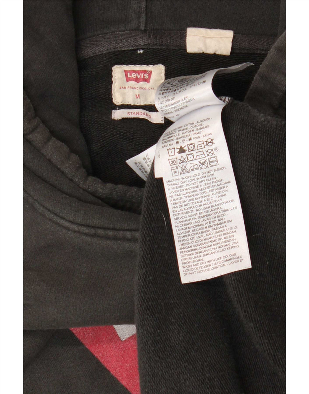 Levi's Standard grafisk hættetrøje til mænd mellem sort bomuld