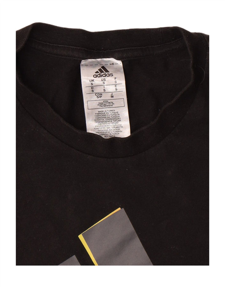 ADIDAS Mens Graphic T-Shirt Top Small Black Cotton Vintage Adidas and Second-Hand Adidas from Messina Hembry 