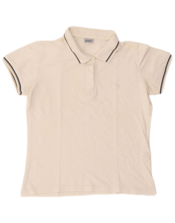 Asics Dame Polo Shirt UK 14 Medium White Bomuld