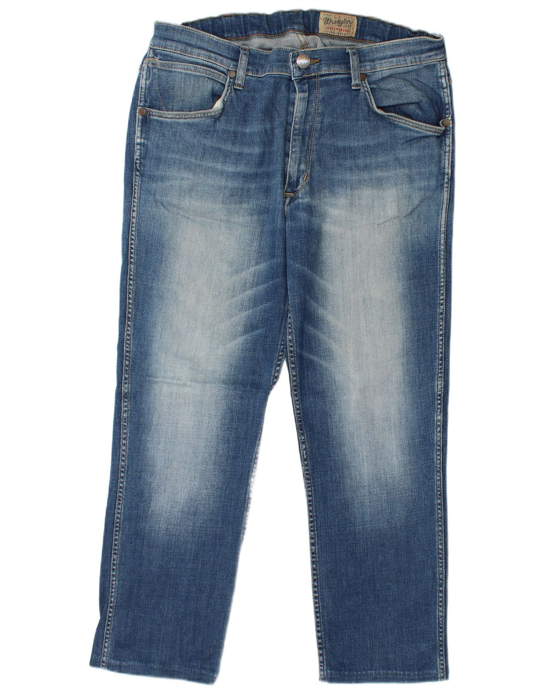 WRANGLER Herre Greensboro Straight Jeans W36 L27 Blå Bomuld