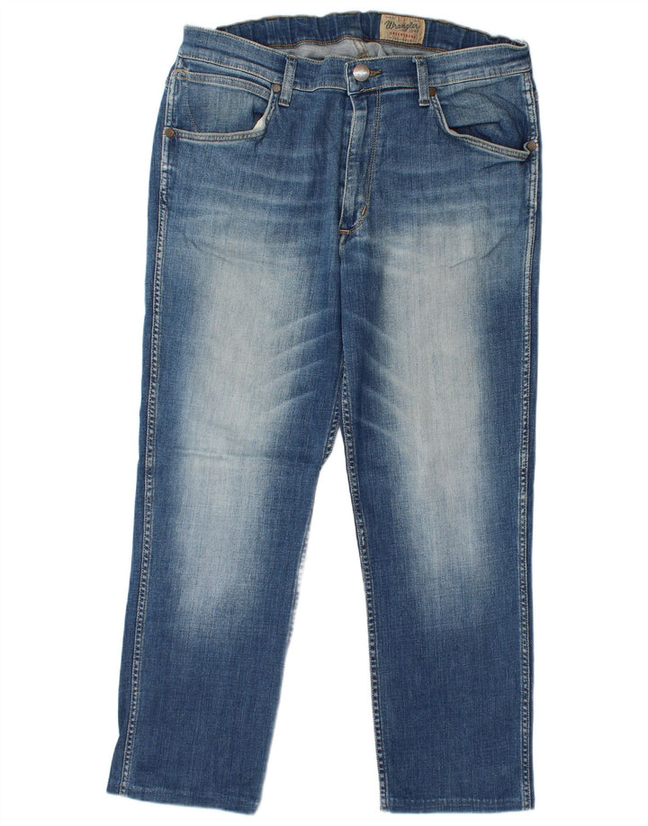 WRANGLER Herre Greensboro Straight Jeans W36 L27 Blå Bomuld