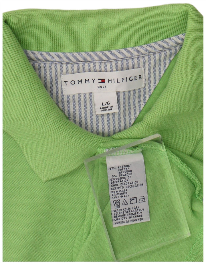 TOMMY HILFIGER Dame Golf ærmeløs polotrøje UK 16 Stor grøn bomuld