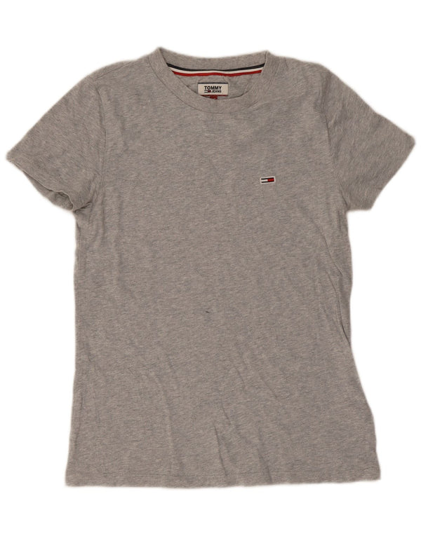 Tommy Hilfiger Dame T-Shirt Top UK 6 XS Grå Bomuld