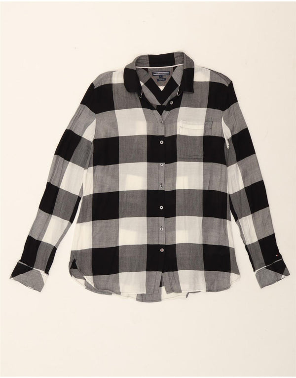 Tommy Hilfiger Womens Regular Fit skjorte US 8 Medium Black Check Viscose