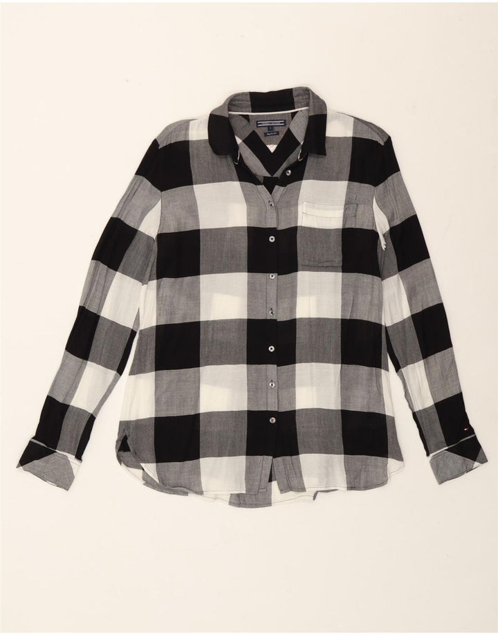 Tommy Hilfiger Womens Regular Fit skjorte US 8 Medium Black Check Viscose