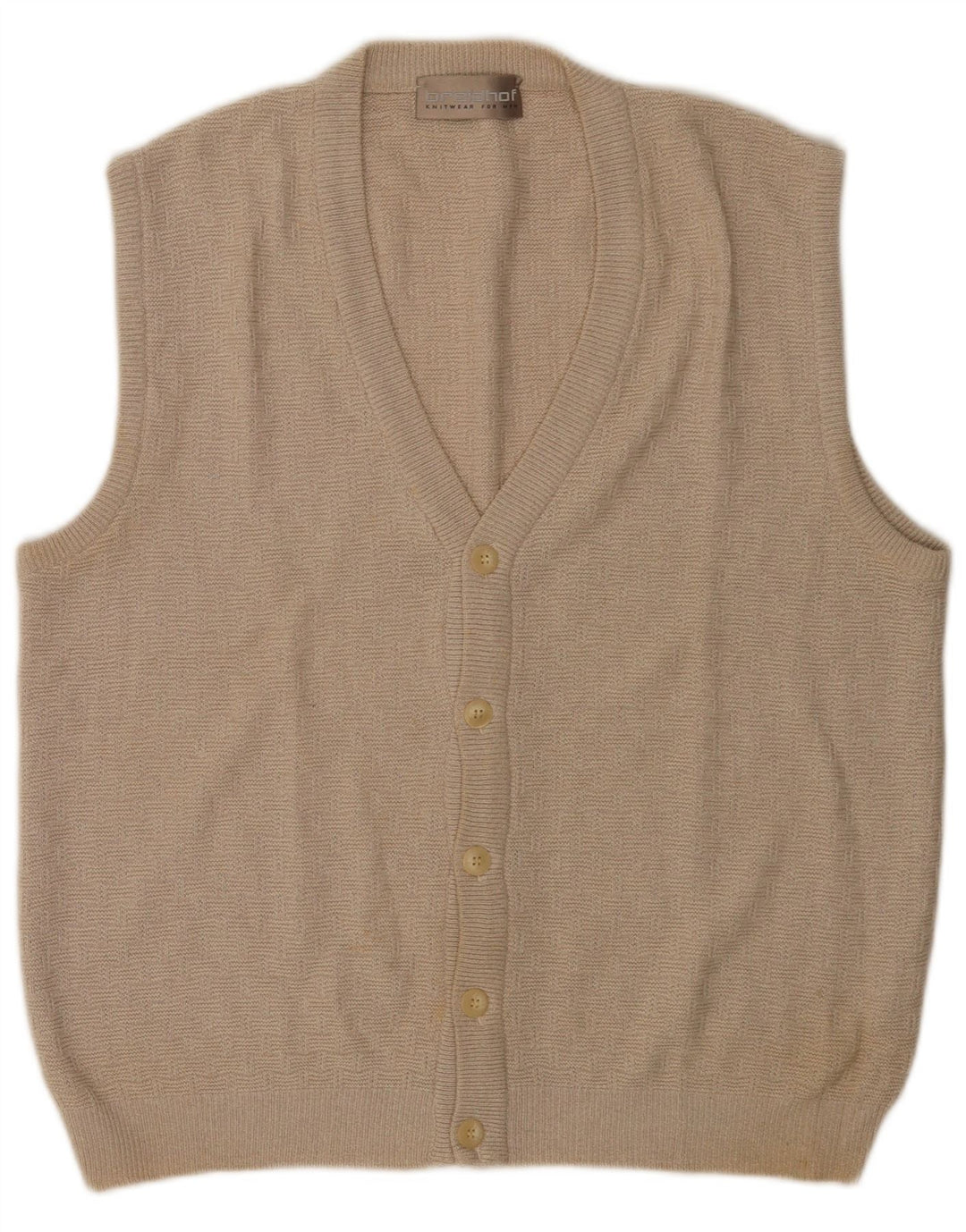 Breidhof Herre ærmeløs cardigan sweater IT 50 Medium Beige Polyacryl