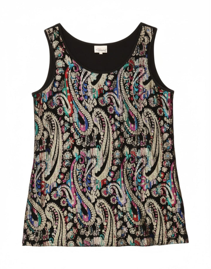 VINTAGE Womens Sleeveless Blouse Top EU 38 Medium Black Paisley Viscose Vintage Vintage and Second-Hand Vintage from Messina Hembry 
