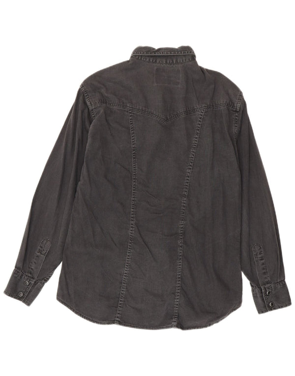 Wrangler Western Denim Skjorte UK 16 Stor Grå Bomuld