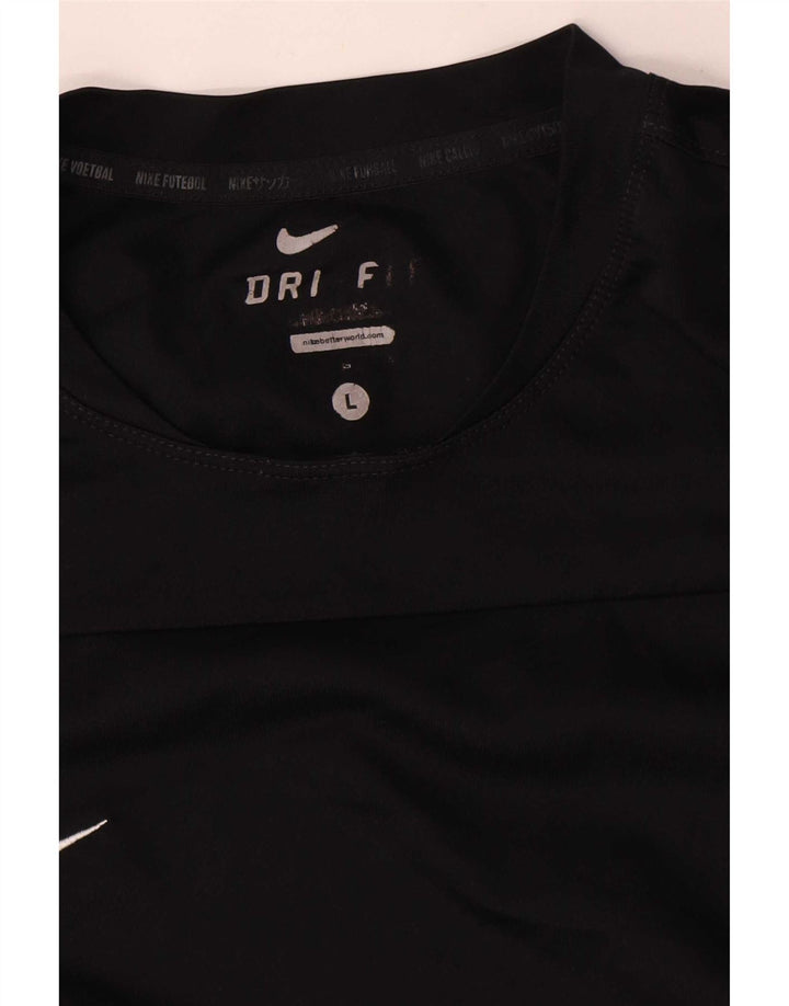 Nike Herre Dri Fit T-Shirt Top Stor Sort Colourblock Polyester