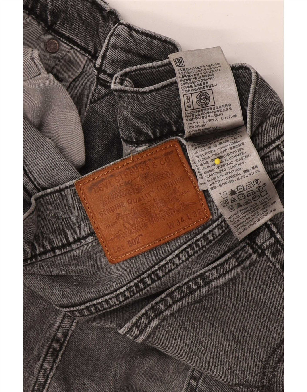 Levi's Herre 502 tilspidsede jeans W34 L32 Grå bomuld
