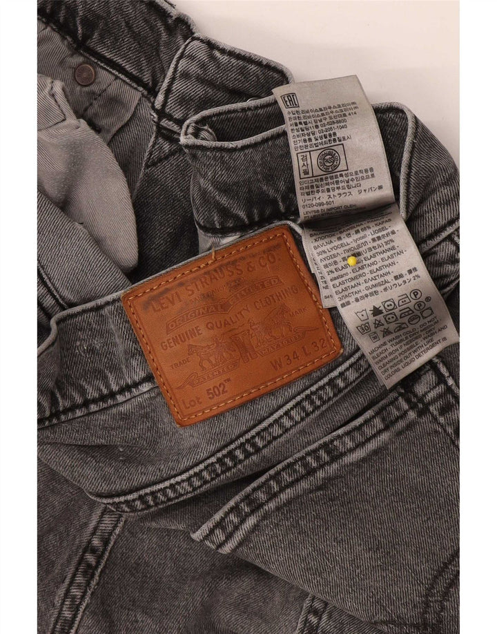 Levi's Herre 502 tilspidsede jeans W34 L32 Grå bomuld