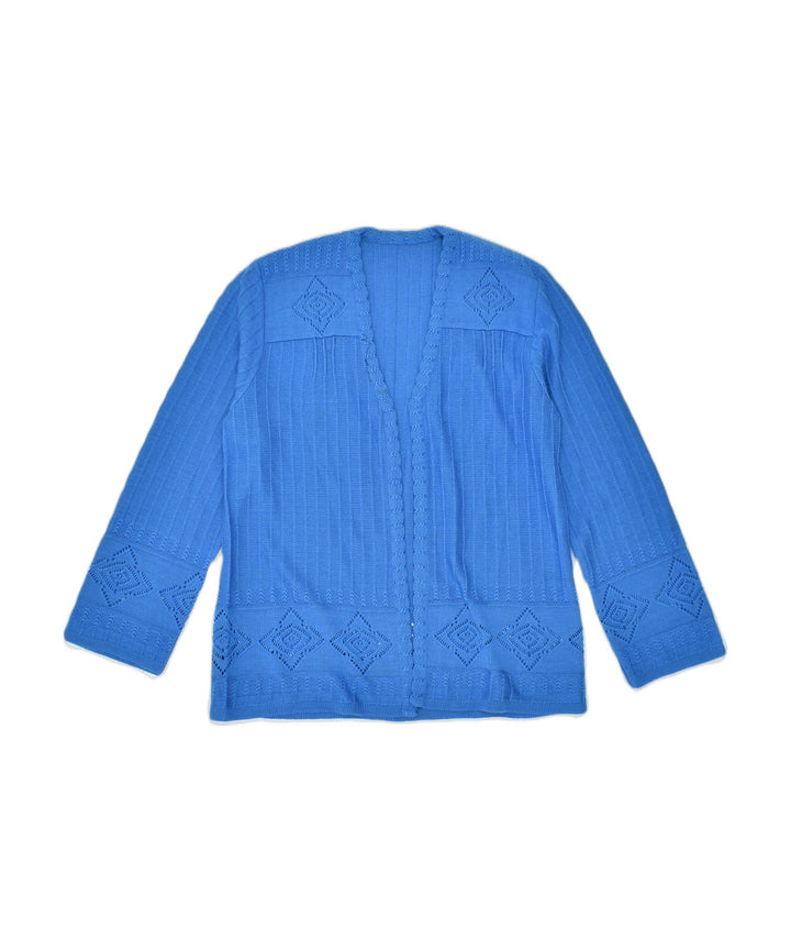 VINTAGE Womens Open Cardigan Sweater UK 12 Medium Blue Cotton Classic | Vintage | Thrift | Second-Hand | Used Clothing | Messina Hembry 