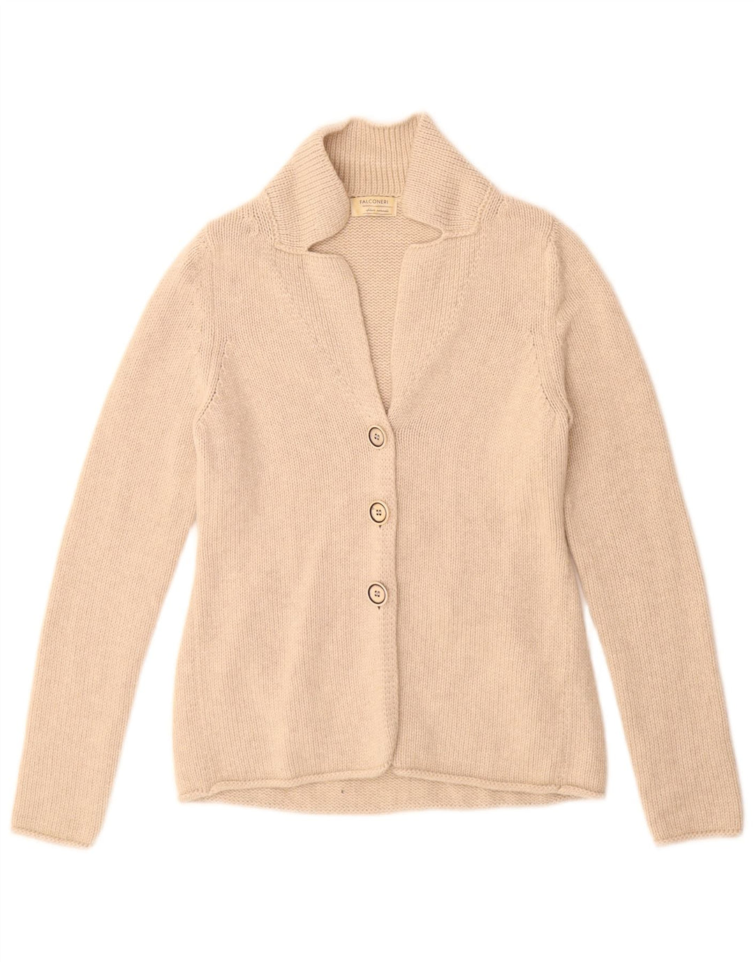 Falconeri Dame Cardigan Sweater UK 10 Small Beige Uld