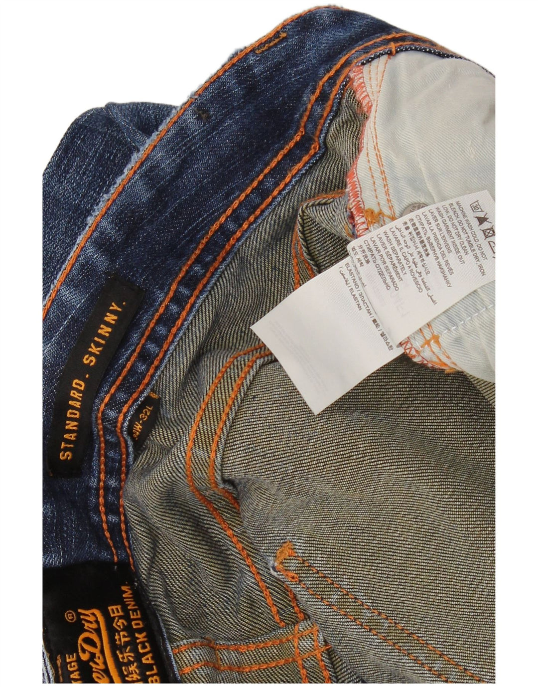 SUPERDRY Skinny jeans med standard pasform til mænd W34 L32 blå bomuld