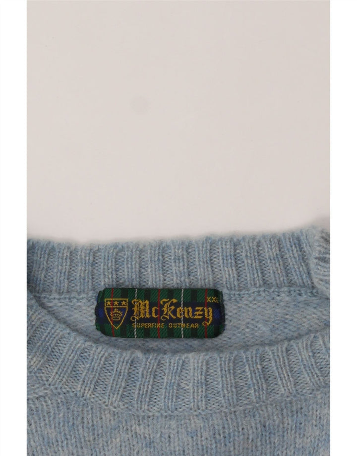 MC KENZY Womens Crew Neck Jumper Sweater 2XL Blue New Wool Vintage MC Kenzy and Second-Hand MC Kenzy from Messina Hembry 
