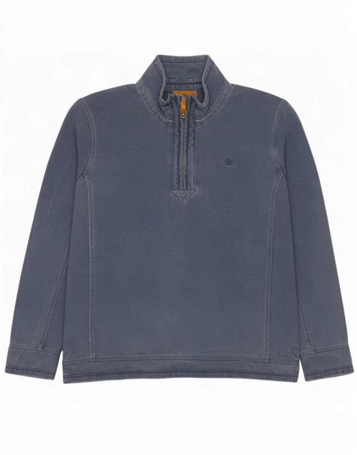 Fat Face Herre Grafisk Zip Neck Sweatshirt Jumper Stor Blå Bomuld