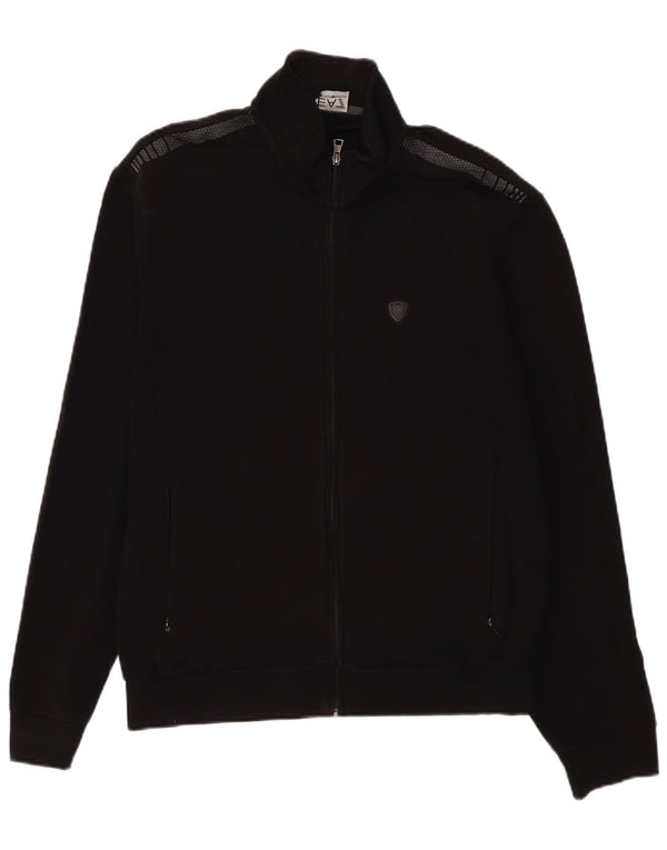 Emporio Armani Mens Tracksuit Top Jacket Large Black Spotted Cotton