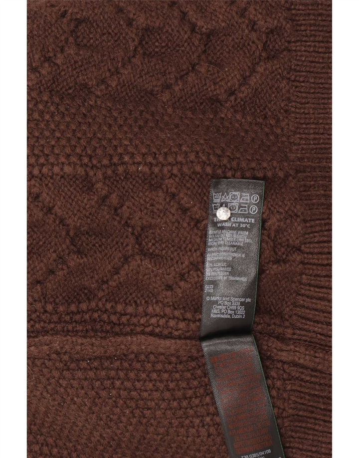 Marks & Spencer Dame Rullehals Sweater UK 10 Lille Brun Akryl