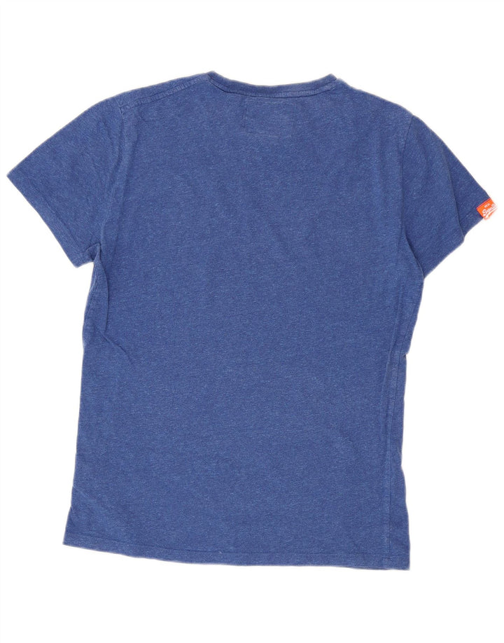 Superdry T-shirt top til mænd, lille blå flækket bomuld