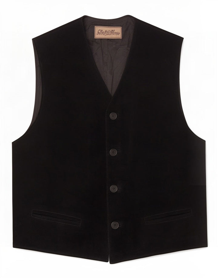 Vintage herre ruskind vest XL sort læder