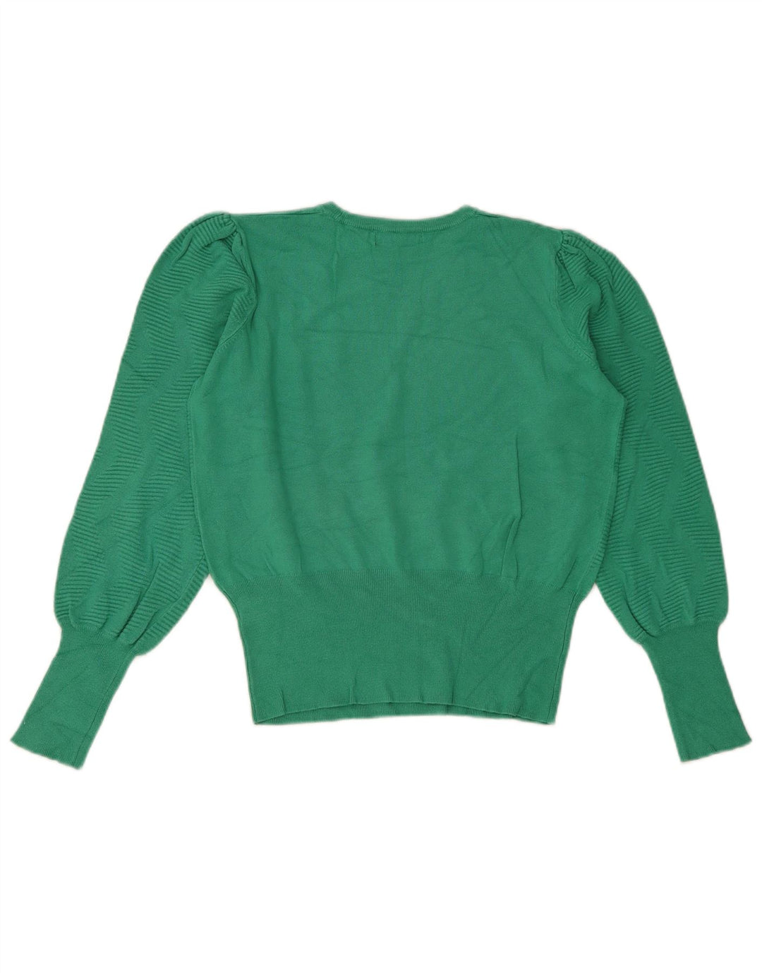 Marks & Spencer Dame Crop Crew Neck Jumper Sweater UK 14 Medium Green