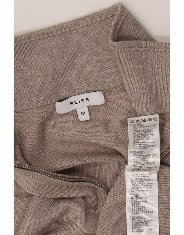 Reiss sweater med lynlås til mænd Medium Beige Uld