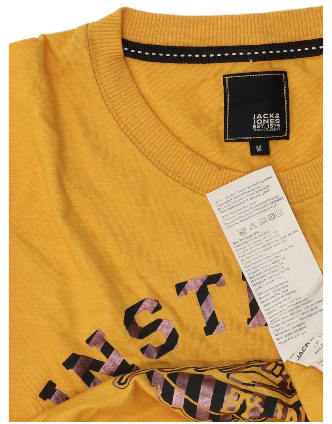 Jack & Jones Herre Grafisk Top Langærmet Medium Gul Bomuld