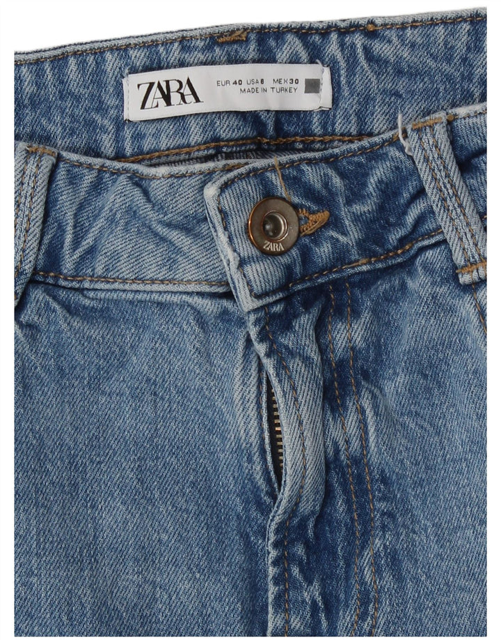 Zara Dame Højtaljede Straight Jeans EU 40 Medium W30 L27 Blå